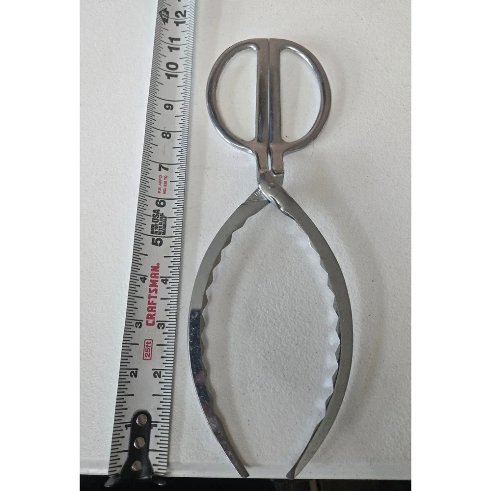 Vintage Stainless Steel Roast Tongs Meat Lifter Poultry Ham Serving Kitchen Tool